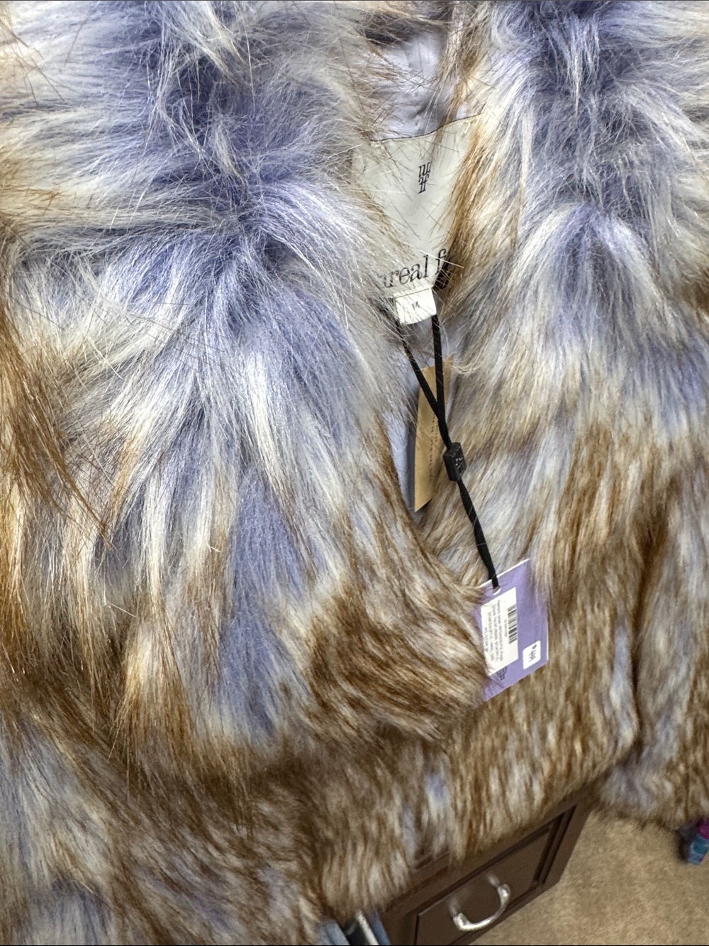 Unreal Fur Taupe and Lavender Faux Fur Cropped Coat - Picture 5 of 5